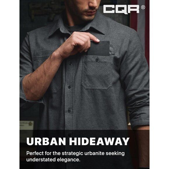 Mens Solid Grey Mood Cotton Flannel Shirt Long Sleeve Casual Outdoor Plaid - Picture 5 of 9